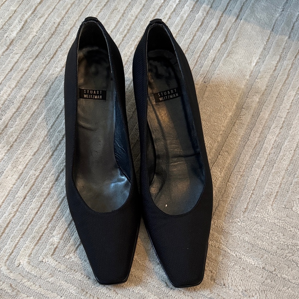 Stuart Weitzman Black Square-Toe Heels